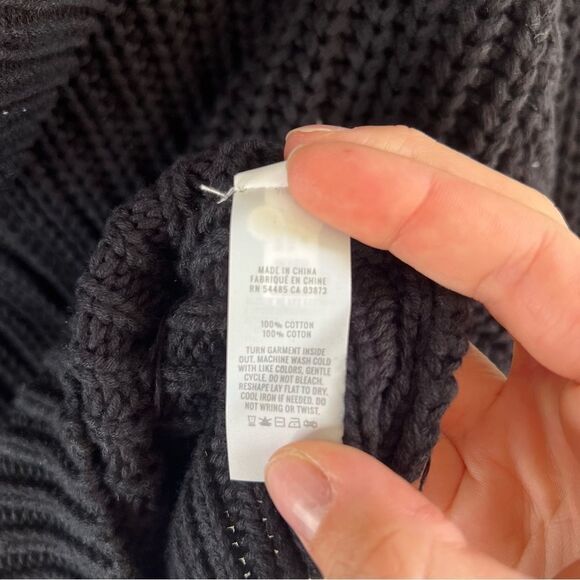 NWT Aerie Black Cowl Neck Cropped Sweater Jacket with Ribbed Knit size Small - Picture 7 of 9